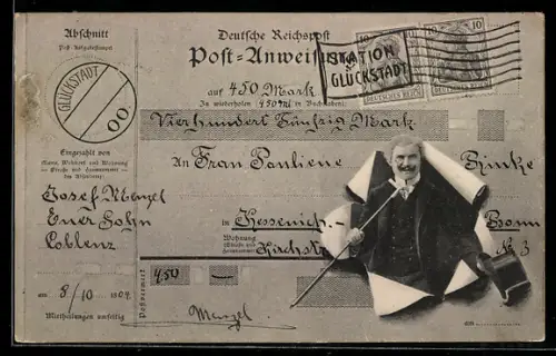 AK Post-Anweisung der Deutschen Reichspost, Herrenportrait