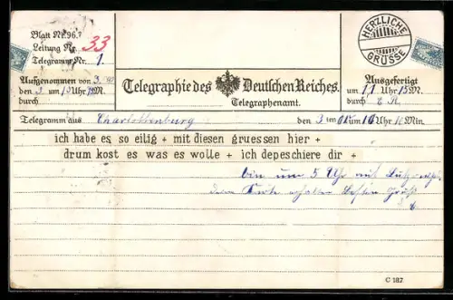 AK Telegraphie des Deutschen Reiches, Postgeschichte