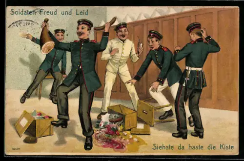 Künstler-AK Bruno Bürger & Ottillie Nr. 8297: Soldaten freuen sich über Gaben aus der Heimat