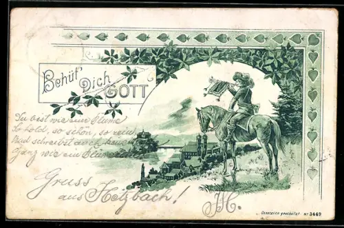 AK Trompeter von Säckingen auf einem Pferd, Behüt Dich Gott!