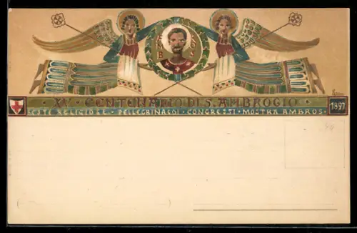 AK Schutzpatron S. Ambrogio mit Engeln