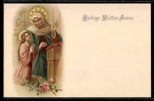 Präge-AK Schutzpatronin Heilige Mutter Anna mit einem Kind an ihrer Seite