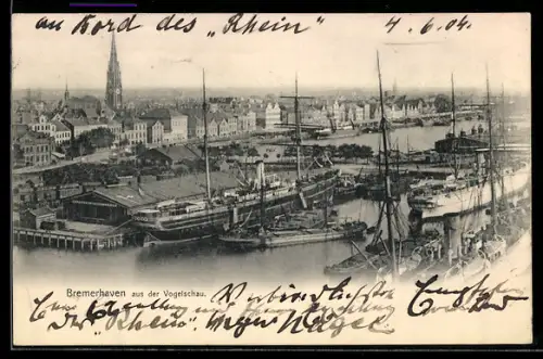 AK Bremerhaven, Teilansicht mit Kirche aus der Vogelschau
