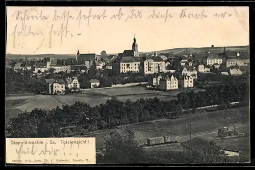 AK Dippoldiswalde i. Sa., Totalansicht mit Kirche