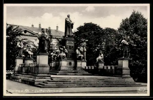 AK Worms a. Rh., Lutherdenkmal