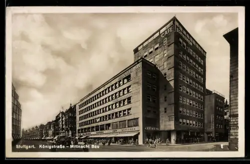 AK Stuttgart, Königstrasse, Mittnacht Bau
