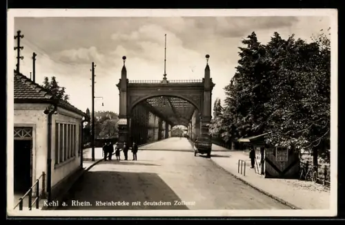 AK Kehl, Rheinbrücke mit deutschem Zollamt