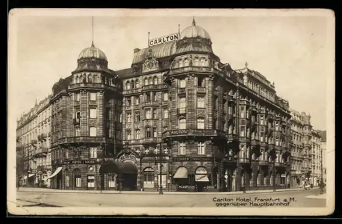 AK Frankfurt /Main, Carlton Hotel gegenüber dem Hauptbahnhof