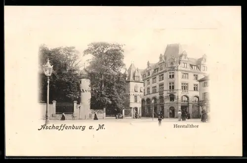 AK Aschaffenburg a. M., Partie am Herstallthor