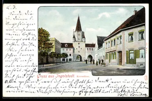 AK Ingolstadt, Strassenansicht mit Kreuztor
