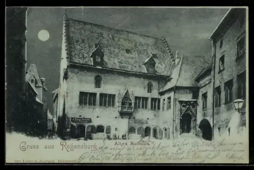 Mondschein-AK Regensburg, Altes Rathaus