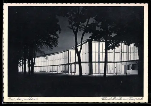 AK Bad Mergentheim, Wandelhalle im Kurpark bei Nacht