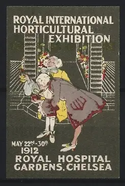 Reklamemarke Chelsea, Royal International Horticultural Exhibition 1912, elegante Herren