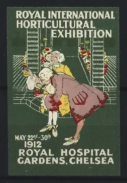 Reklamemarke Chelsea, Royal International Horticultural Exhibition 1912, Garten mit Paar