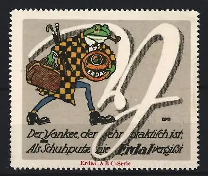 Reklamemarke Erdal, Der Yankee, Frosch mit Koffer
