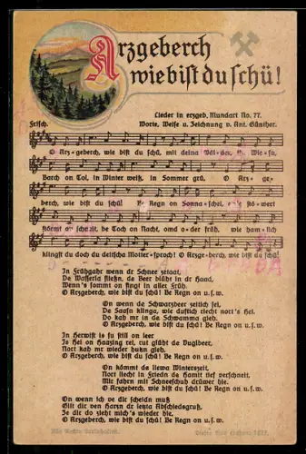 Lied-AK Anton Günther NR.77: Arzgeberch wie bist du schü!