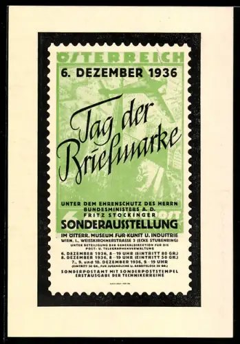 AK Tag der Briefmarke 1936, veranstaltet vom Verband Österreichischer Philatelisten-Vereine