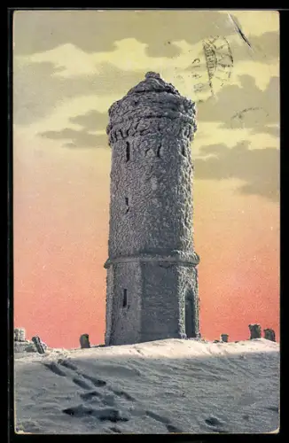 AK Thale /Harz, Brocken, Brocken-Turm, Winteransicht
