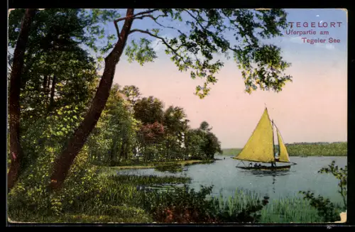 AK Berlin-Tegelort, Uferpartie am Tegeler See, Restaurant und Café Seeblick, Inh. Hermann Radowitz