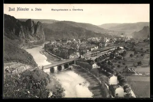 AK Bad Münster a. Stein, Rheingrafenstein, Ebernburg, Brücke