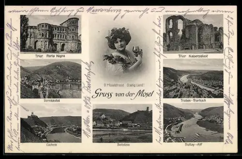 AK Trier /Mosel, Porta Nigra, Kaiserpalast, Bernkastel, Traben-Trarbach, Cochem, Beilstein, Bullay-Alf
