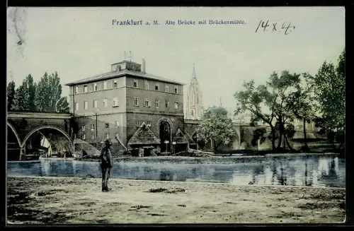 AK Alt-Frankfurt, Alte Brücke mit Brückenmühle