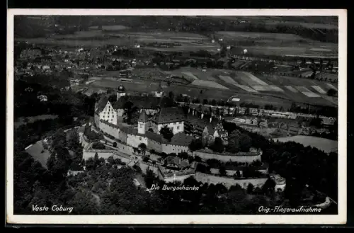 AK Coburg, Veste Coburg, Burgschänke, Orig.-Fliegeraufnahme