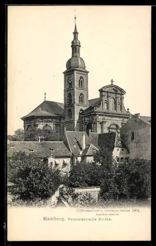 AK Bamberg, Protestantische Kirche mit Grünanlagen