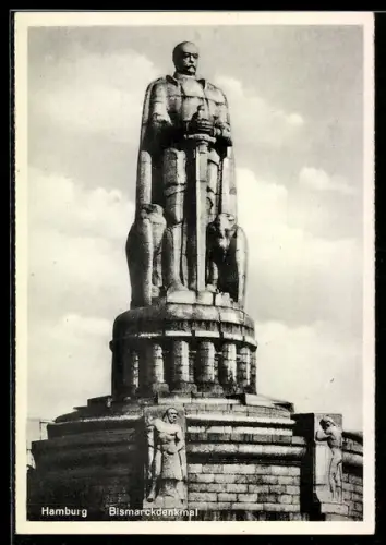 AK Hamburg-St.Pauli, Ansicht vom Bismarckdenkmal