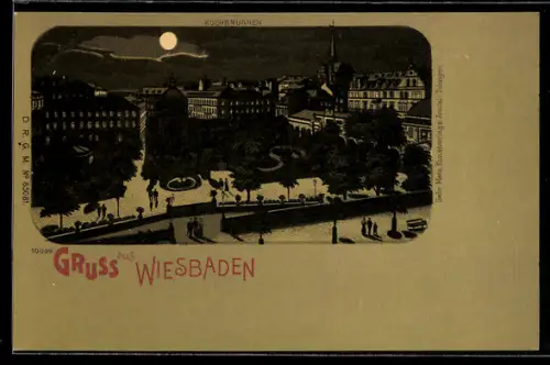 Mondschein-Lithographie Wiesbaden, Kochbrunnen