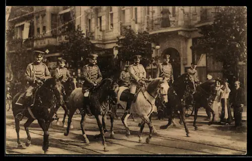 AK Wiesbaden, Morgenritt mit Sr. M. Kaiser Wilhelm II. nach dem Nerotal