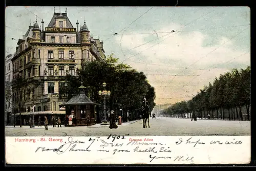AK Hamburg-St.Georg, Blick in die Grosse Allee-Strasse