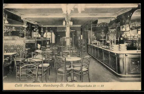 AK Hamburg-St. Pauli, Cafe Heitmann, Reeperbahn 22-23, Innenansicht