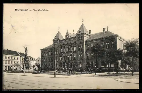 AK Dortmund, Denkmal vor der Ober Realschule
