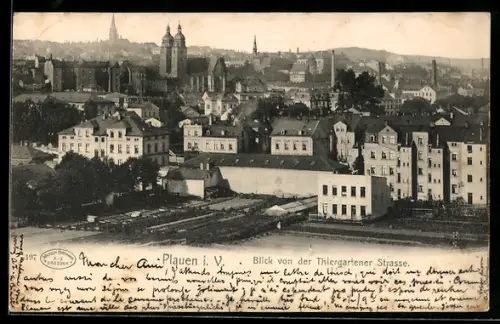 AK Plauen i. V., Blick von der Thiergartener Strasse