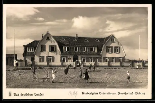 AK Ording a. d. Nordsee, Kinder vor dem Kinderheim Heimattreue