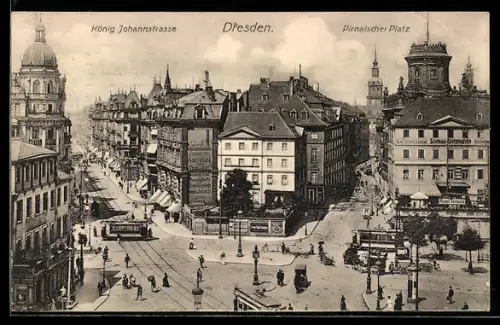 AK Dresden, Pirnaischer Platz mit Strassenbahn