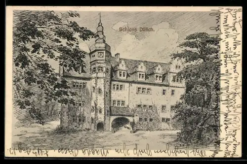 Künstler-AK Dillich, Blick auf das Schloss