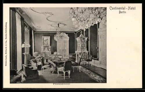 AK Berlin, Continental-Hotel, Fürstenzimmer, Innenansicht, Neustädtische Kirchstrasse