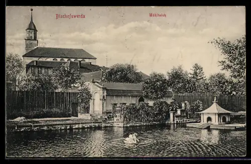 AK Bischofswerda, Blick auf den Mühlteich