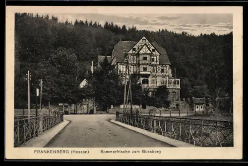 AK Frankenberg /Hessen, Hotel zum Gossberg H. Geiger mit Strasse