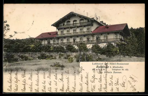AK Wiesbaden, Ansicht vom Hotel-Restaurant Bahnholz