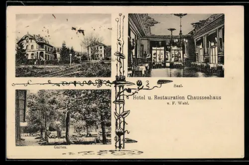 AK Wiesbaden, Hotel und Restaurant Chausseehaus, Innenansicht, Garten