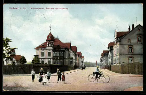 AK Limbach i. Sa., Äussere Weststrasse im Villenviertel