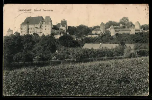 AK Landshut, Blick zum Schloss Trausnitz
