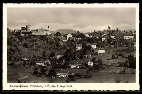 AK Kollnburg b. Viechtach, Teilansicht mit Burg