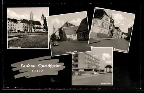AK Landau-Queichheim /Pfalz, Krankenhaus, Arbeitsamt, Kirchpartie