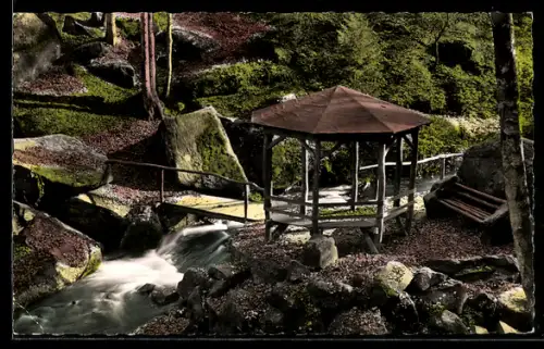 AK Trippstadt im Pfälzerwald, Wasserfall mit Pavillon