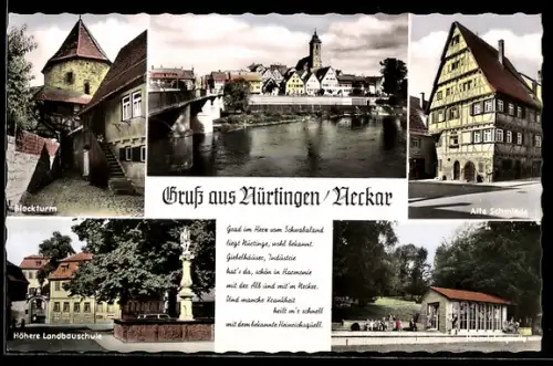 AK Nürtingen /Neckar, Alte Schmiede, Höhere Landbauschule, Blockturm