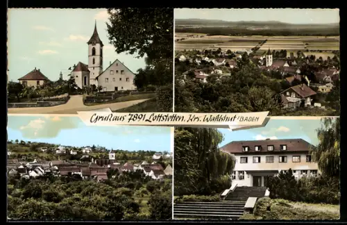 AK Lottstetten /Krs. Waldshut, Teilansicht, Kirche, Schule